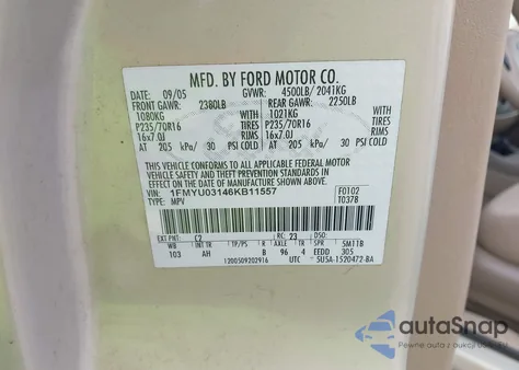 2006 Ford Escape Xlt/Xlt Sport из США, поврежденный, VIN 1FMYU03146KB11557